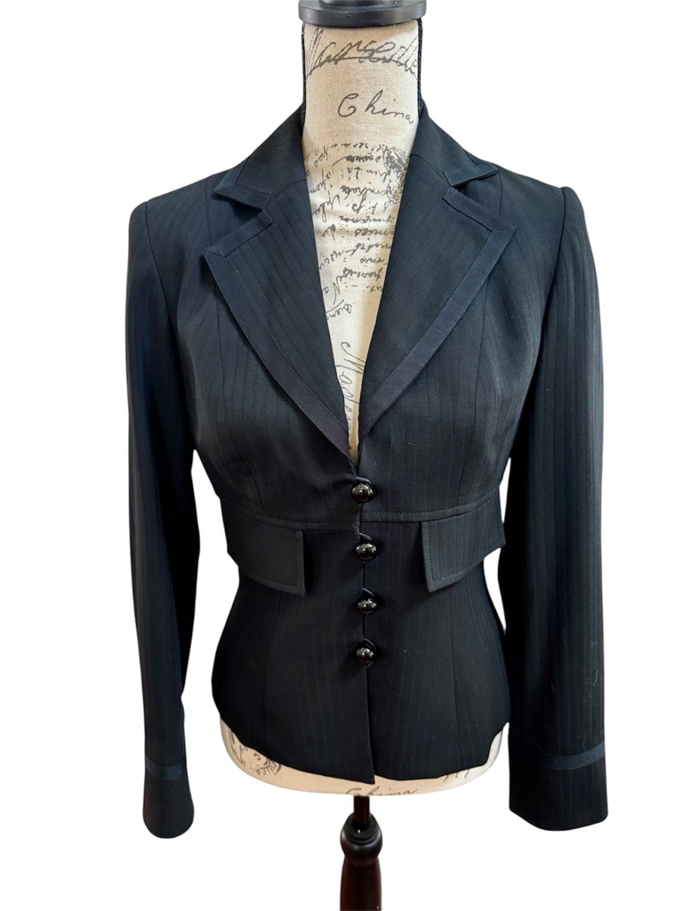 Etcetera Black Pinstripe Tailored Feminine Blazer